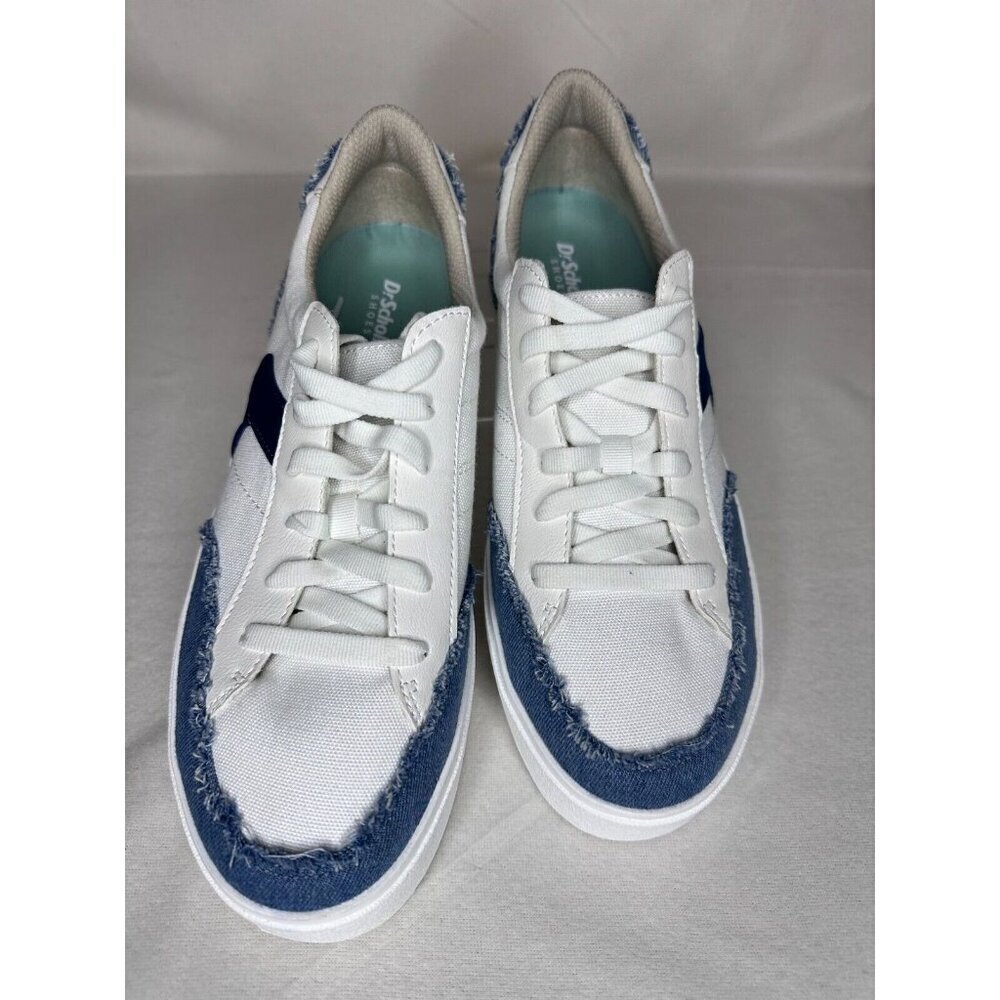 Dr. Scholl's Madison White Lace Fashion Sneaker Women's 9.5 Denim applique NWOT